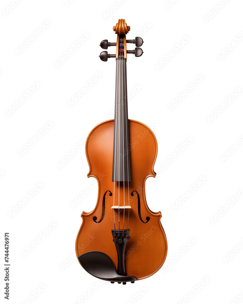 Classic wooden violin with fine details isolated on a white background, perfect for music-themed projects Classic wooden violin with fine details isolated on a white background, perfect for music-themed projects