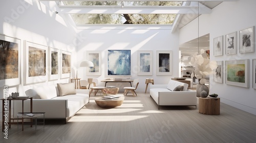 Minimalist Art Gallery Design a sunroom that doubles as an art gallery
