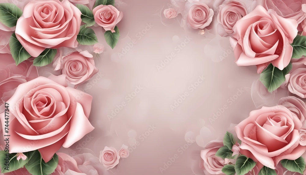 3d wallpaper beautiful roses flower decoration and abstract background