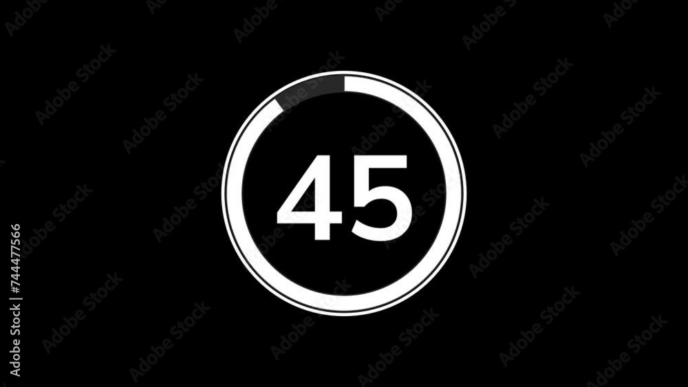 50 seconds countdown timer animation with simple flat modern white circle indicator animation on black background 50 seconds countdown timer animation with simple flat modern white circle indicator animation on black background