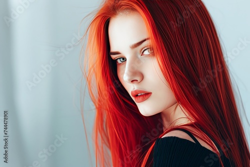Close-Up Portrait of a Young Woman With Vibrant Red Hair and Soft Sunlight