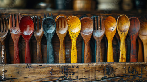 Colorful and Natural Wooden Cutlery with Wooden Handles