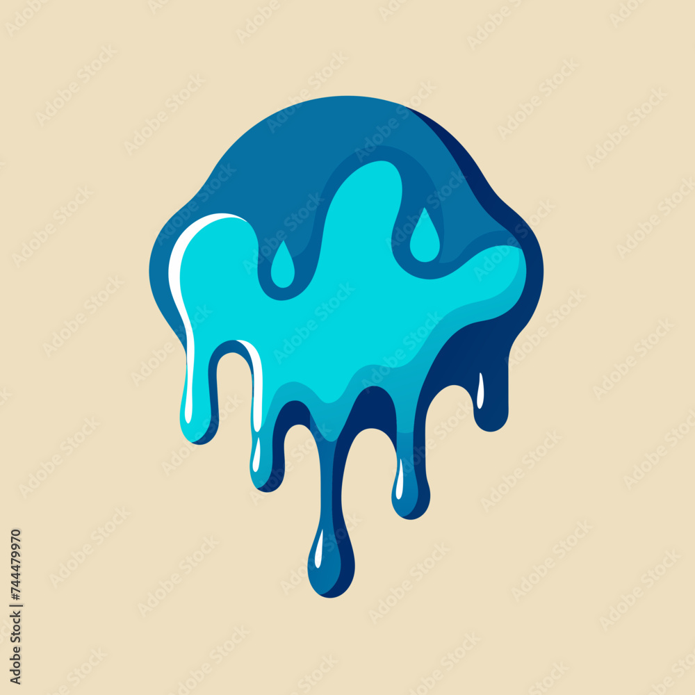 Creative Cool Water Shape: Minimalist Melting Brand Sign Theme for Print on Demand Design