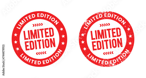 Limited edition circle red grunge rubber stamp isolated on white. vector illustration