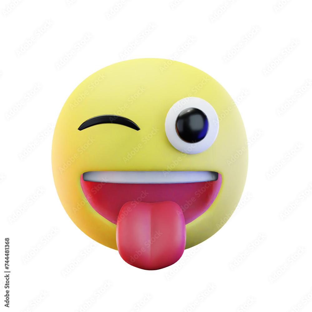 Fototapeta premium 3D render Crazy face emoji 3D illustration