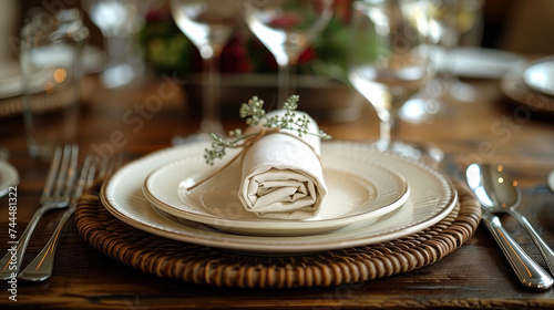 Classic Cutlery Mockup with Napkin and Plate on a Marble Table