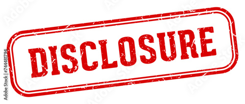 disclosure stamp. disclosure rectangular stamp on white background