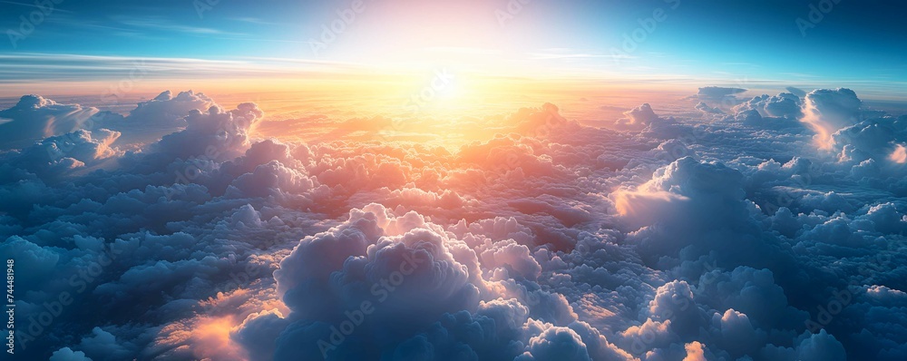 Sunrise  the sky  creating a serene aerial view of nature's beauty