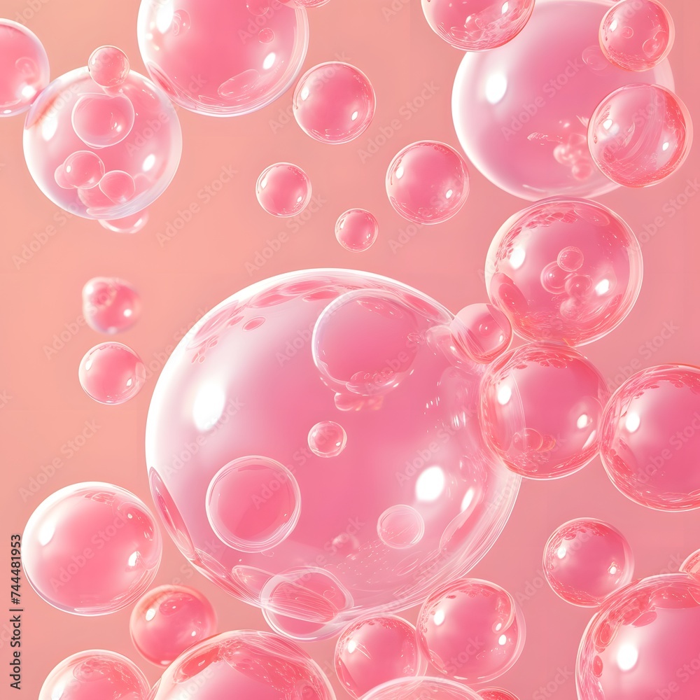 Drop water collagen pink and structure. the header template for the site. Beauty treatment nutrition skin care design. Medical and scientific concepts. 3D Realistic.