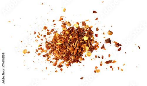 ground red chili pepper, dry paprika powder spice, graphic element isolated on a transparent background 