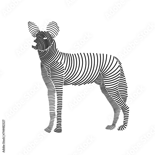 Simple line art illustration of african wild dog 2
