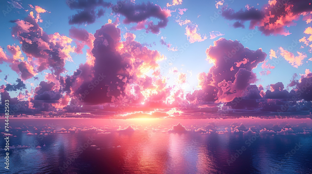A Magical and Stunning Pink and Purple Sky with Clouds A Magical and Stunning Pink and Purple Sky with Clouds