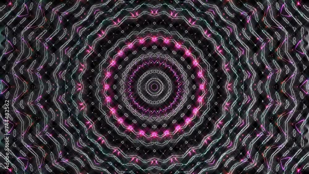 black background using stripes and flashing with shining light dots. Animation with circles black background using stripes and flashing with shining light dots. Animation with circles