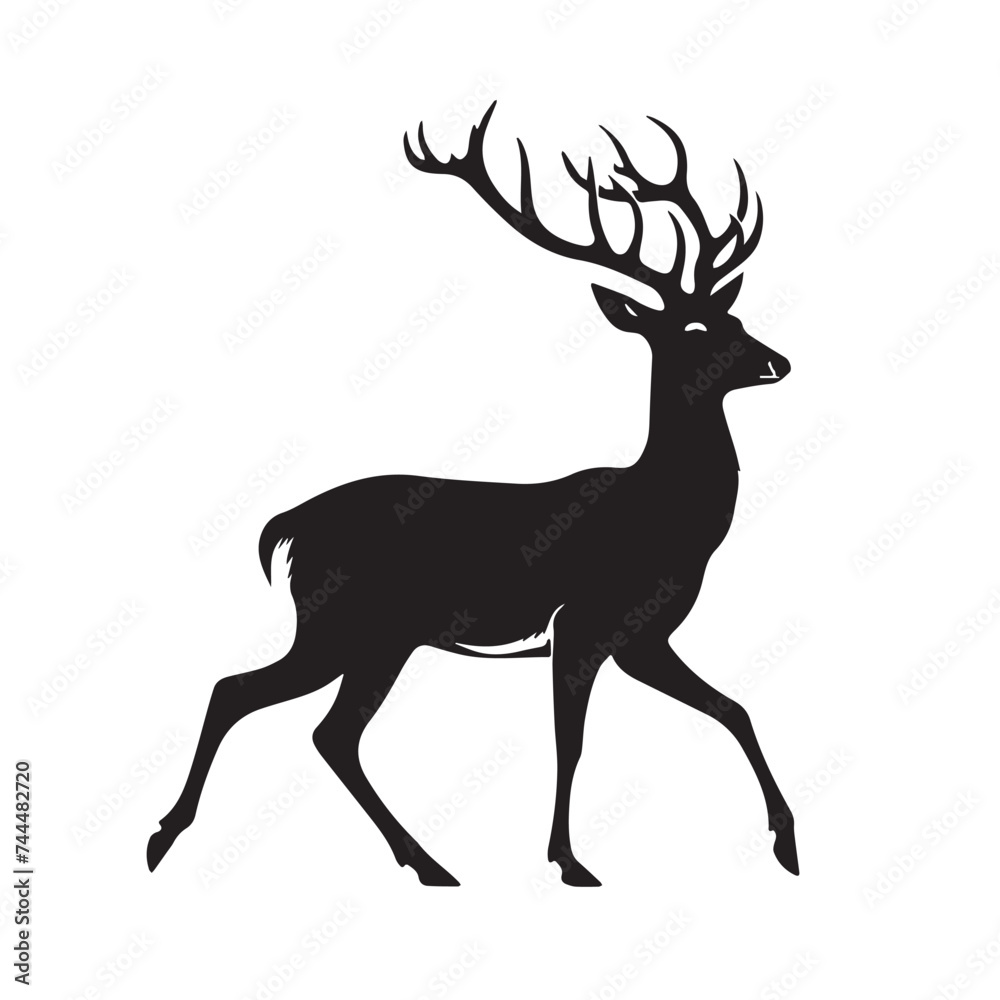 Graceful deer silhouettes black and white Graceful deer silhouettes black and white
