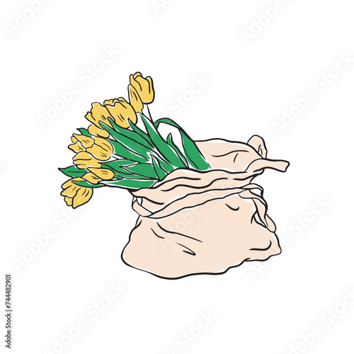 IIllustration of a tote bag with flowers