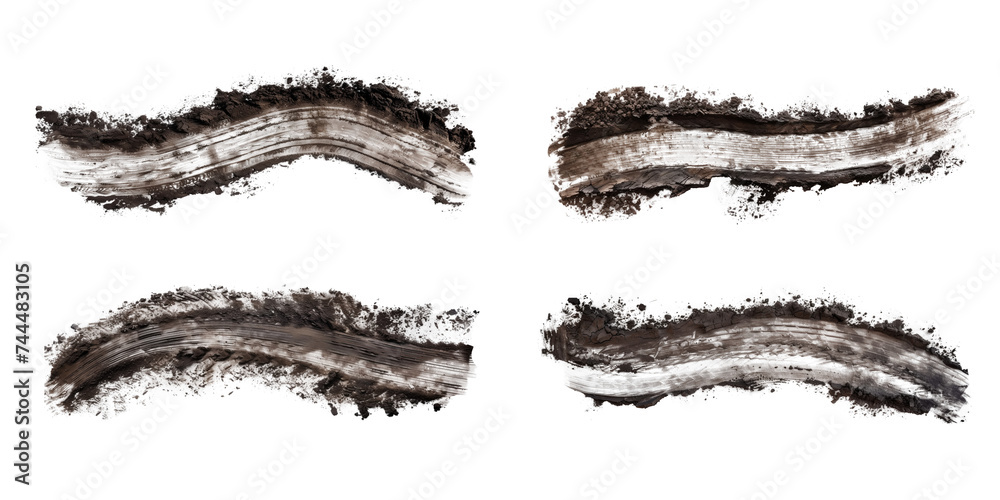 Set of brown tire tracks isolated on transparent background. Set of brown tire tracks isolated on transparent background.