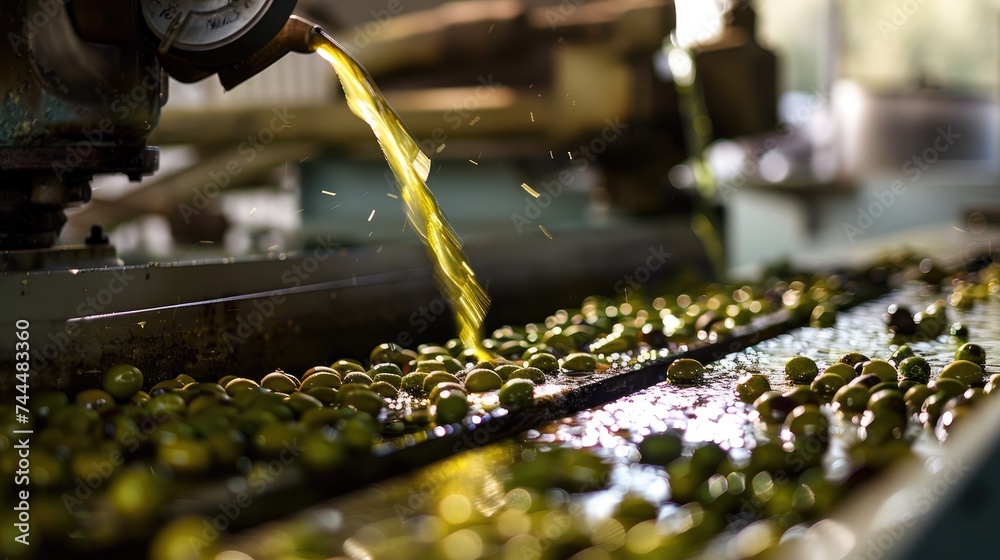Obraz premium Olive oil production process