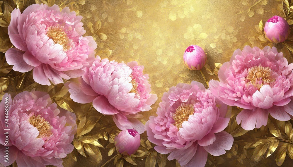 Peony blooms create a beautiful background of flowers. Peony blooms create a beautiful background of flowers.