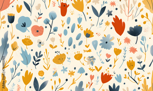 Hand drawn vector abstract floral background in scandinavian style. Pastel colors  Generative AI