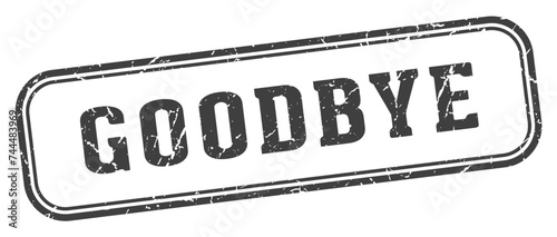 goodbye stamp. goodbye rectangular stamp on white background