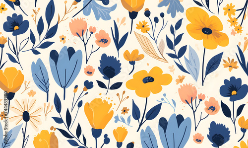 Hand drawn vector abstract floral background in scandinavian style. Pastel colors  Generative AI