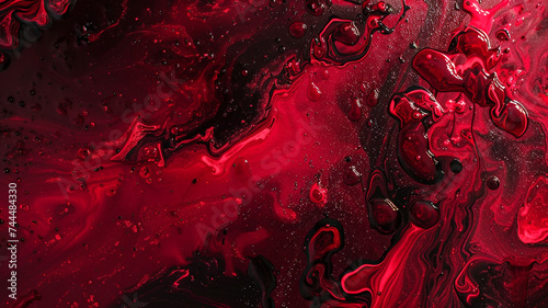 Dark red and black liquid marble background.