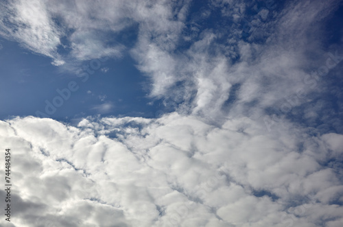 Abstract image of blurred sky. Blue sky background with cumulus clouds