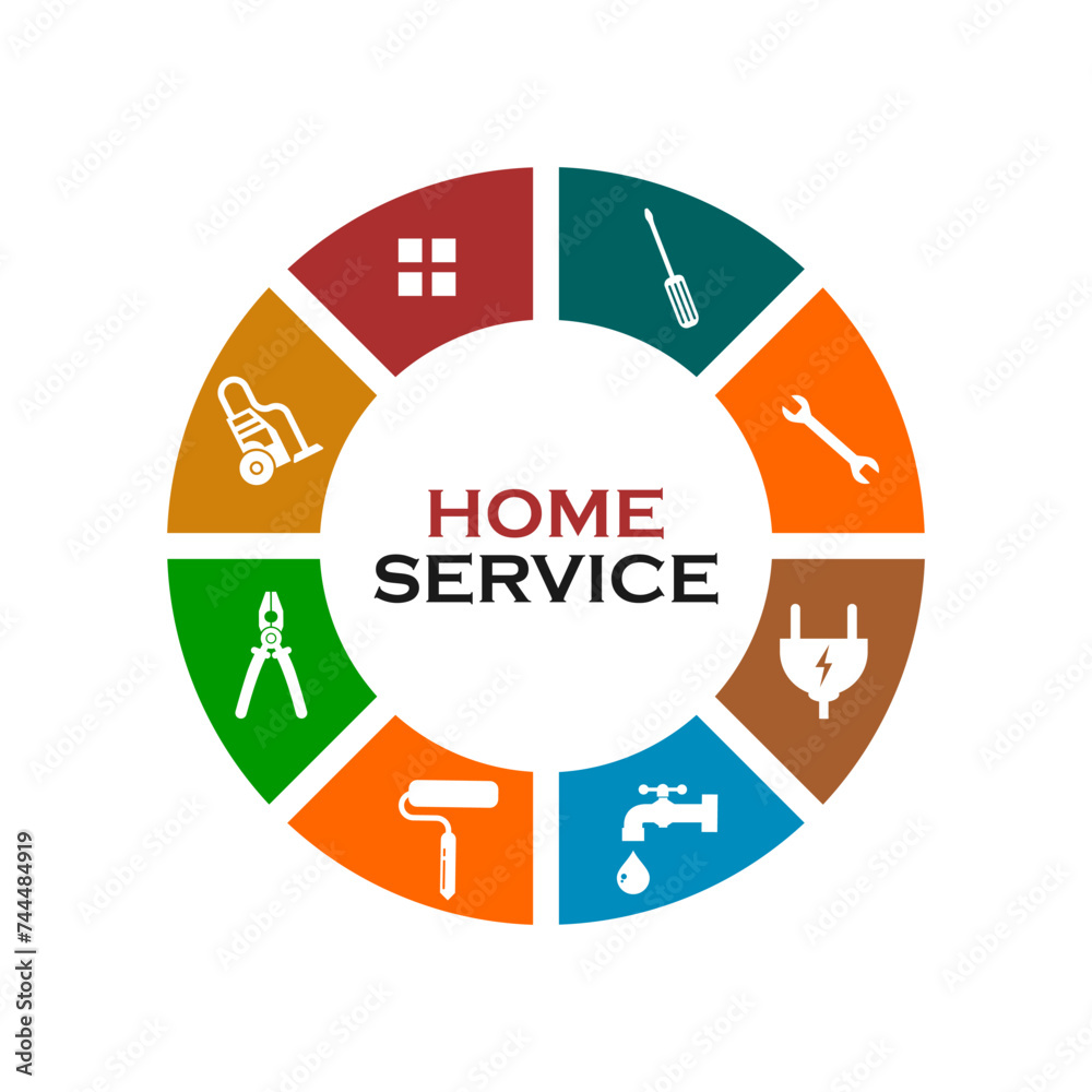 Home service design logo template illustration
