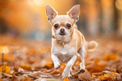 Chihuahua Sprinting Amidst the Trees