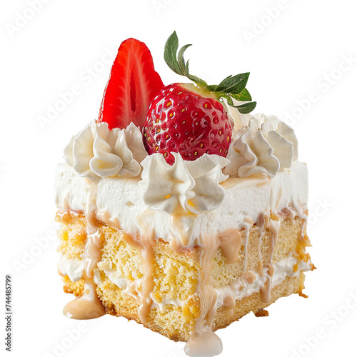 Tres Leches Cake, transparent background, isolated image, generative AI