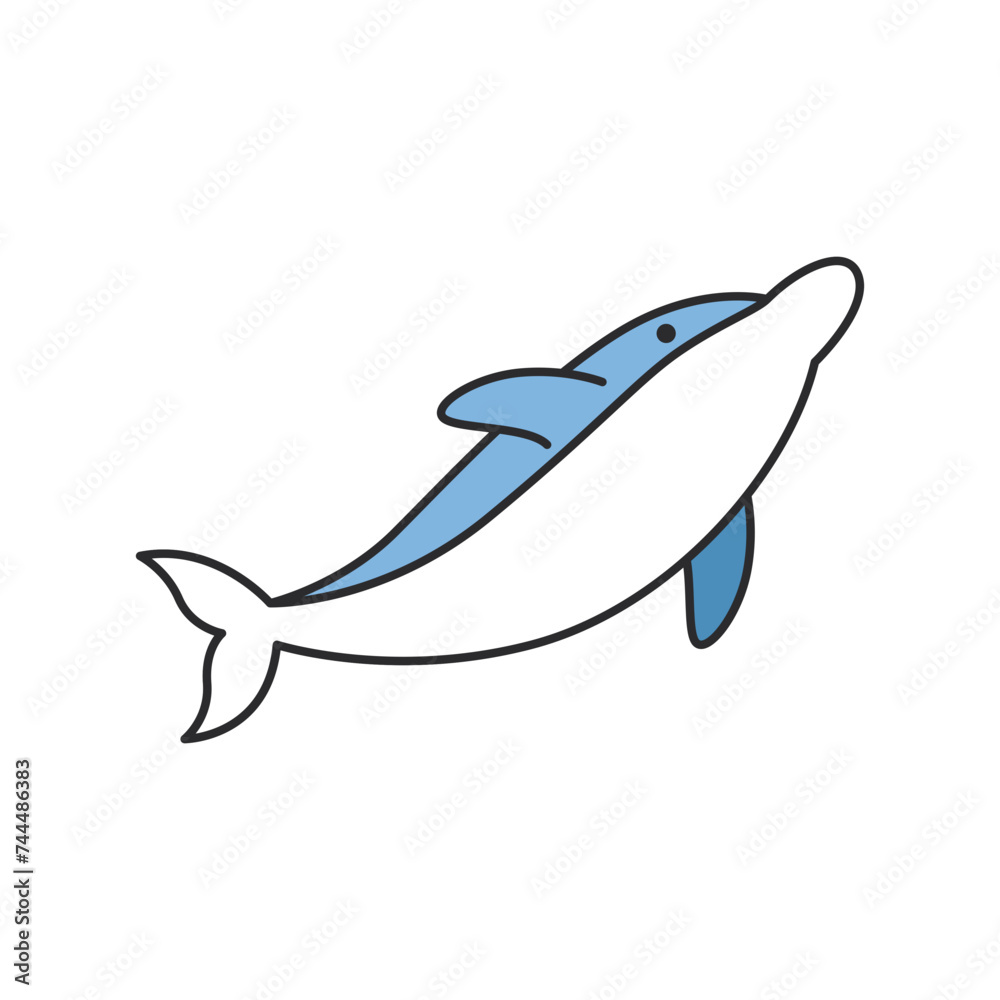 Obraz premium Dolphin flat icon. Isolated on white background. Vector illustration.