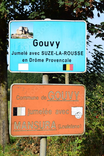 welcome sign to region Gouvy in Belgium photo