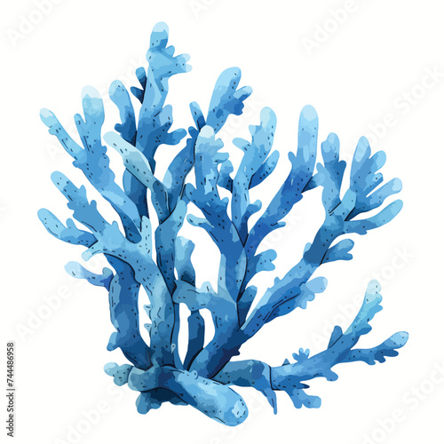 Watercolor illustration of a blue coral 