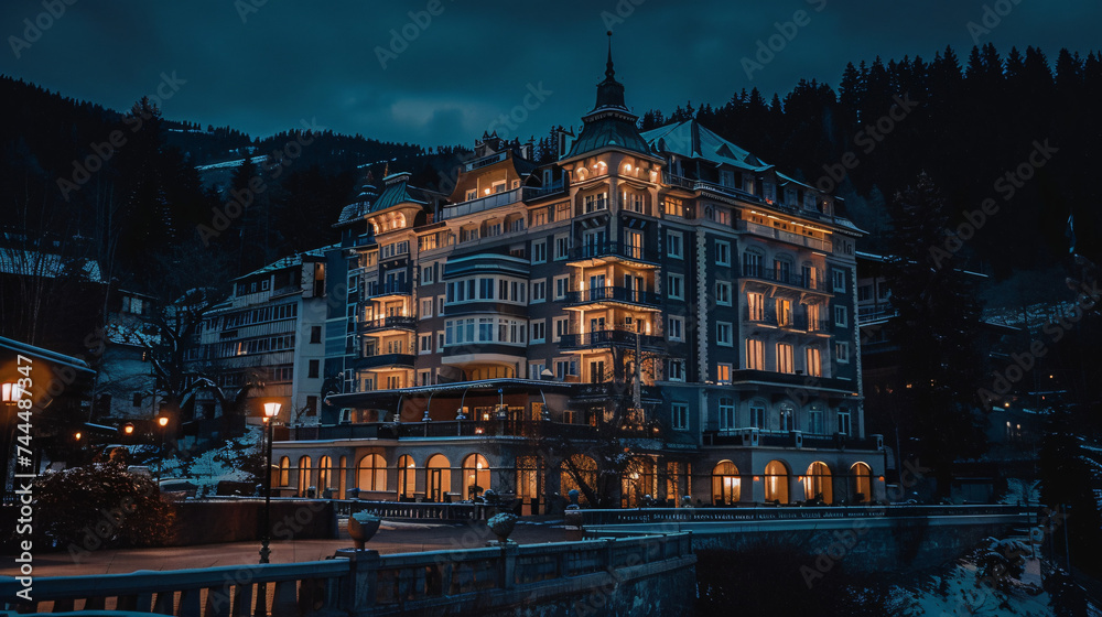 Hotel at night time.