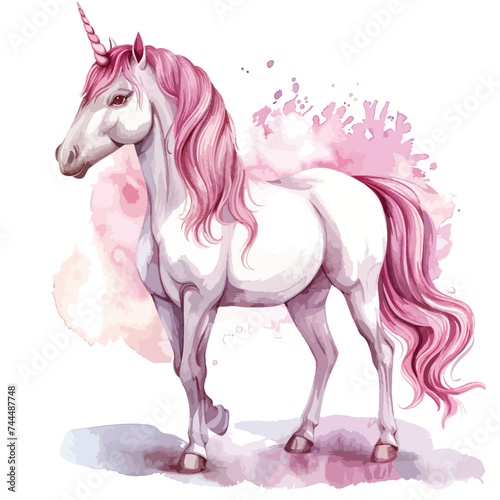 Watercolor illustration of a unicorn vector