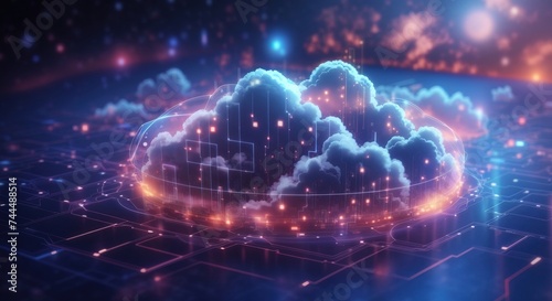 Cloud computing transfer big data on internet. futuristic digital technology