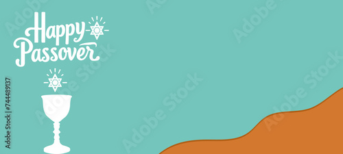 happy Passover text post banner hand draw lettering square template background Vector illustration