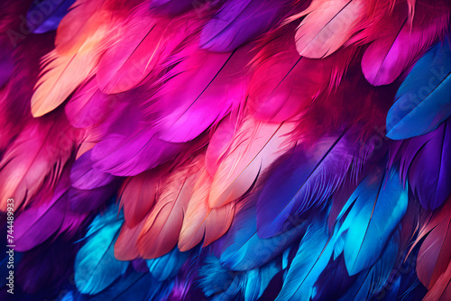 Beautiful colorful feathers close-up, background, pattern