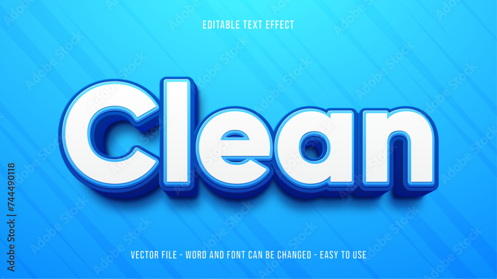 Editable text effect clean 3d style