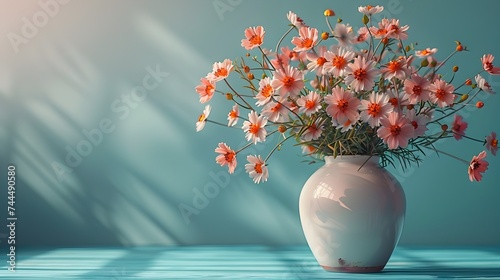 Minimalist Vase of Delicate Flowers under Soft Lighting