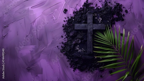 Post-Apocalyptic Cross and Purple Floral Backdrop
