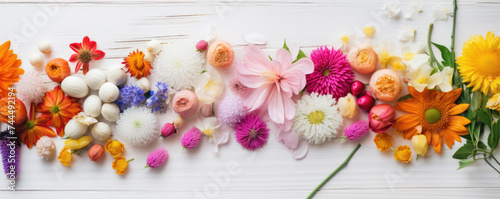 Pills with flowers on white table or isolated. health nature concept