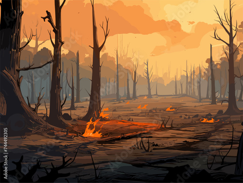 a forest was on fired