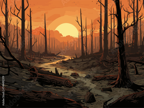 a forest was on fired
