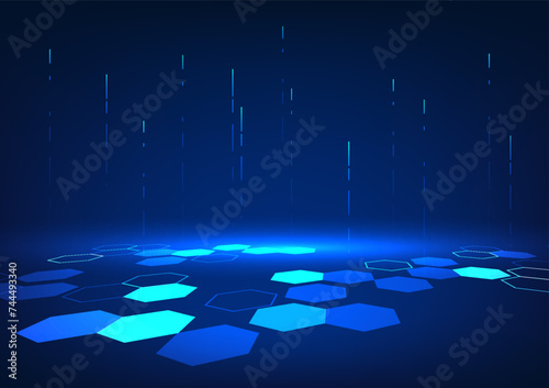 Abstract background technology Elements of interconnected hexagonal geometric lines Illustration of high tech digital information delivery for brochures, flyers, magazines, Vector illustration.