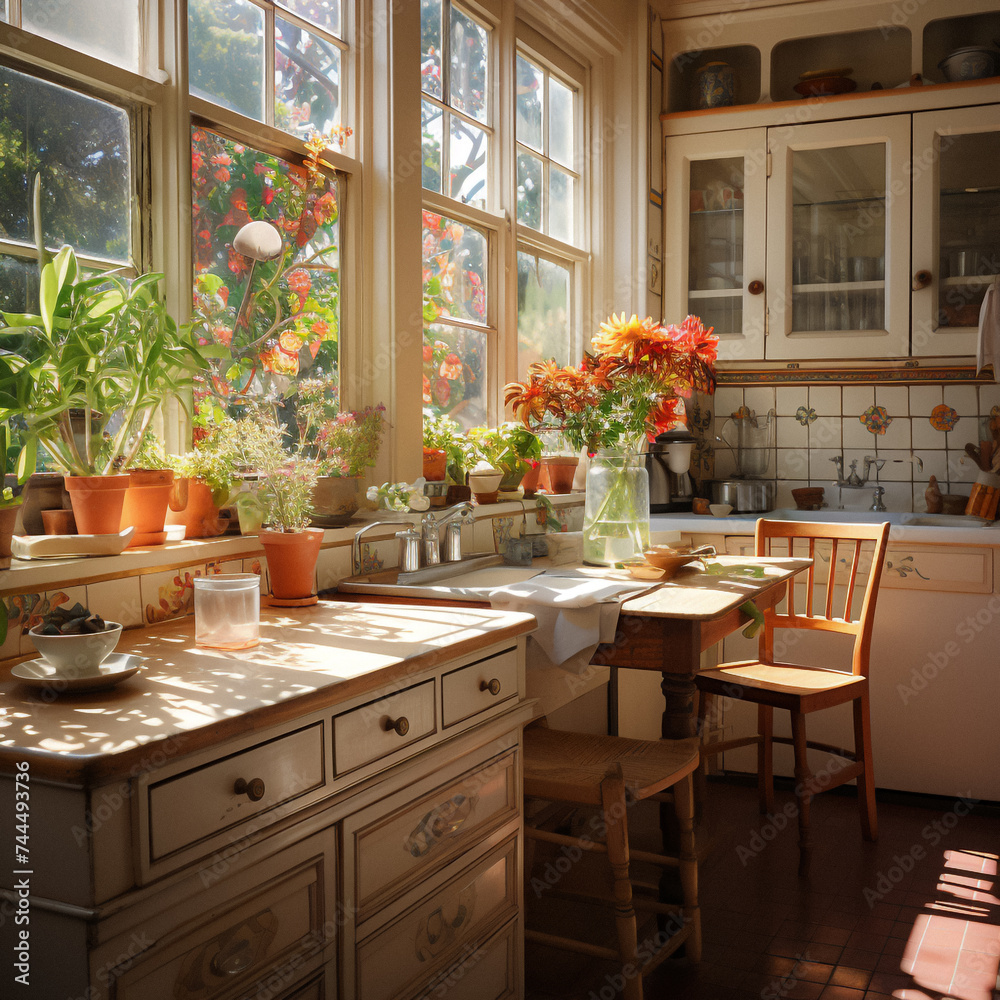 interior of a bright and beautiful kitchen