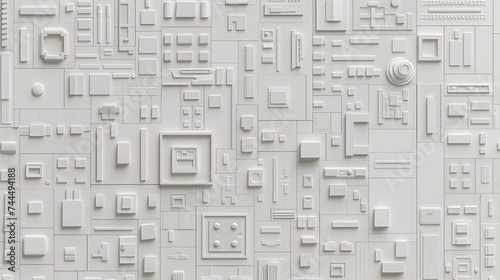 Fototapeta Naklejka Na Ścianę i Meble -  Scifi design external side walls panels abstract. clean calm white color. Futuristic background 