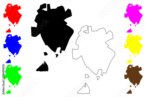 Araxa city (Federative Republic of Brazil, Minas Gerais state) map vector illustration, scribble sketch Araxá map