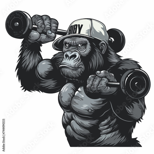 Bodybuilding concept with gorilla