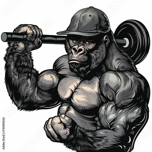 Bodybuilding concept with gorilla